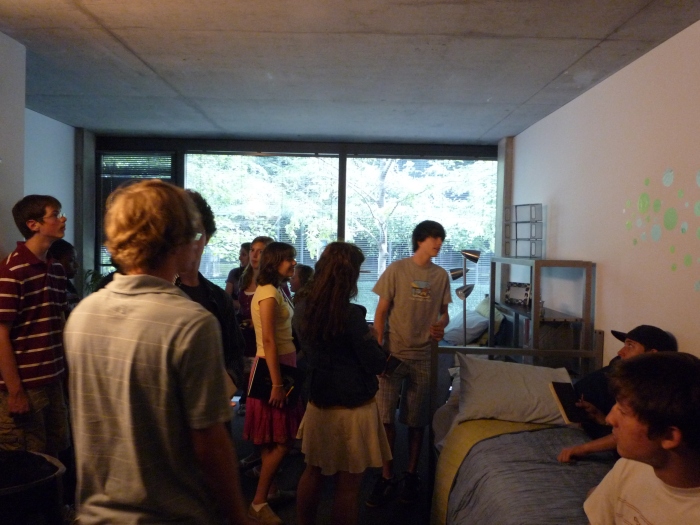 State Street Village (SSV) Tour | Students inside sample dorm room
